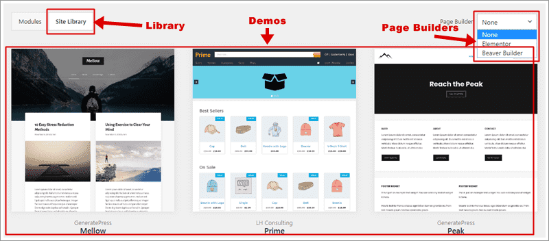 generatepress demo sites